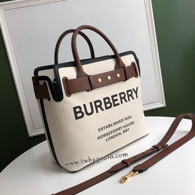 Burberry專門店新款大號The Belt貝爾特包 巴寶莉白色棉質帆布手提肩背女包 yxb1271